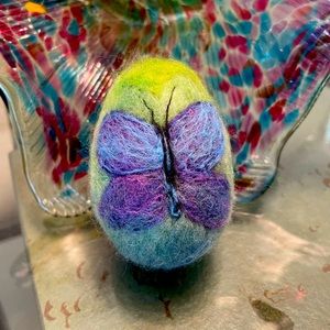 Hand crafted artisan needle felted wool egg unique spring decor collectible
